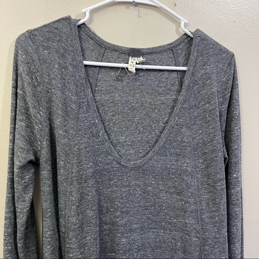 Free people deep neckline longline tunic long sleeve shirt Gray Size XS